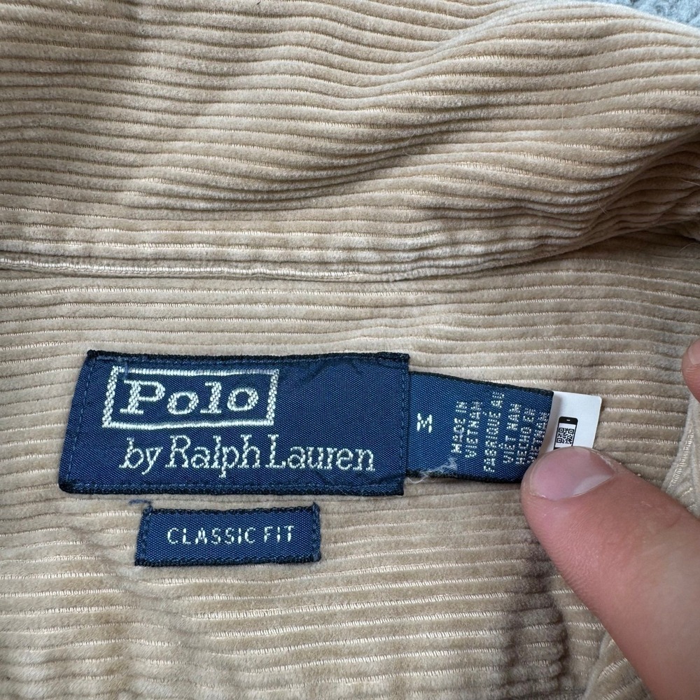 Polo Ralph Lauren Mens Medium Tan Corduroy Classic Fit Button Down Shirt Beige - Picture 3 of 9